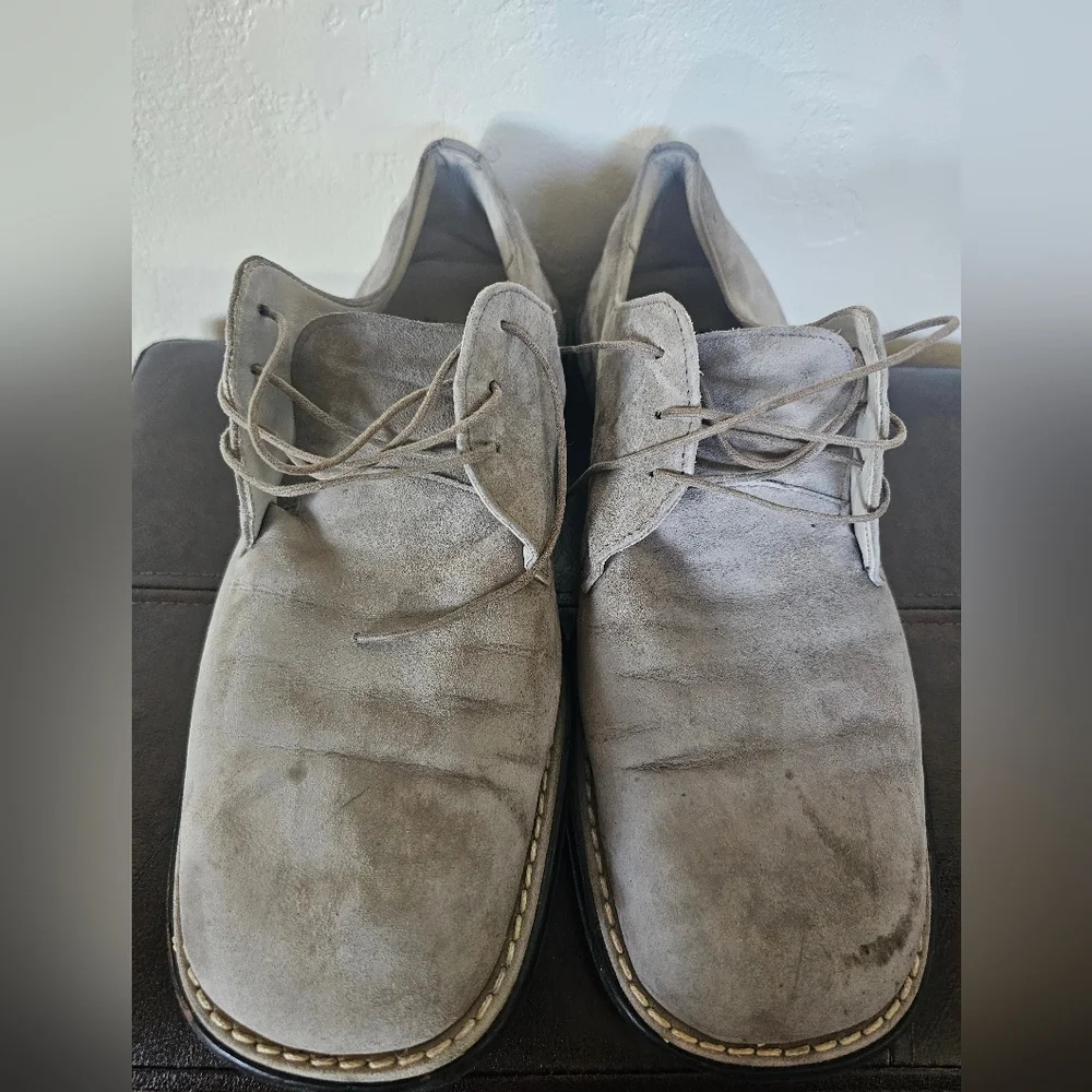 Hugo Boss Quiet Luxury‎ Old Money Square Toe Gray Suede Dress Shoes Sz 9.5